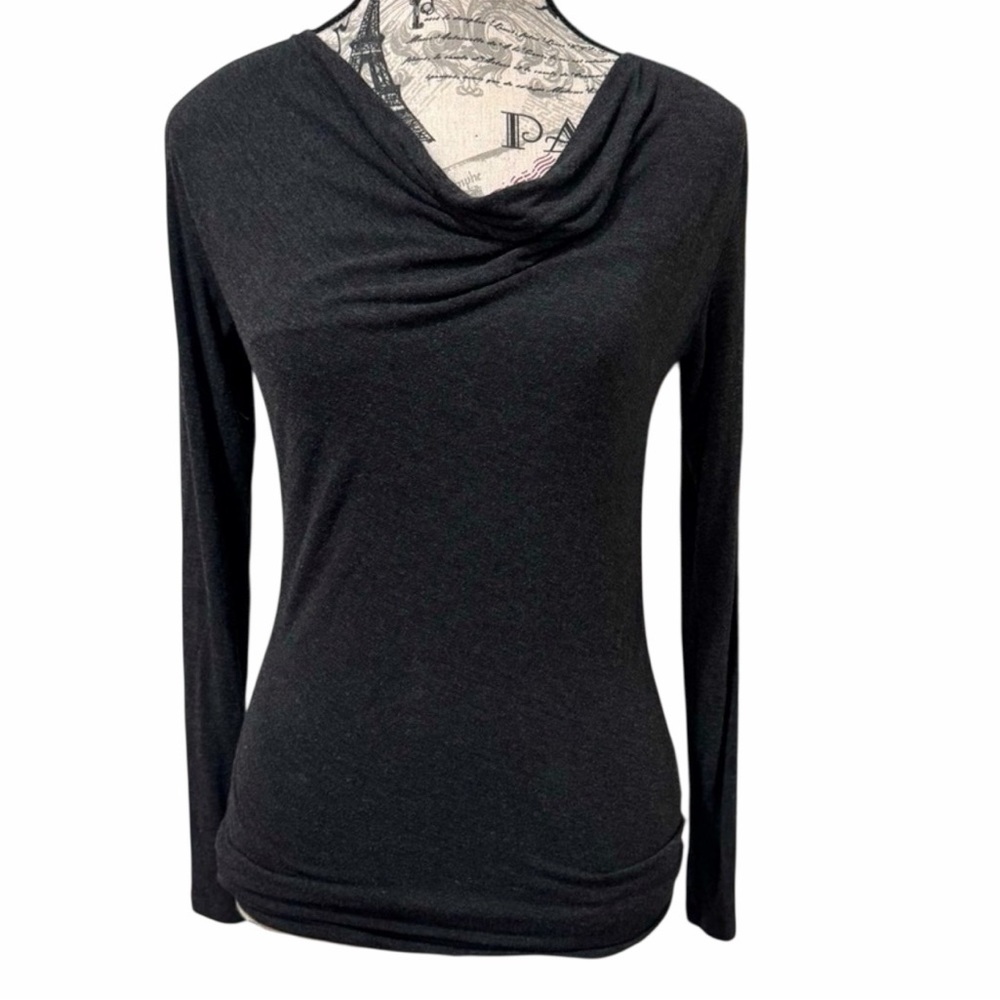 Majestic Paris/ Neiman Marcus, Dark Gray, Long Sleeve cowl neck Luxury Top Small
